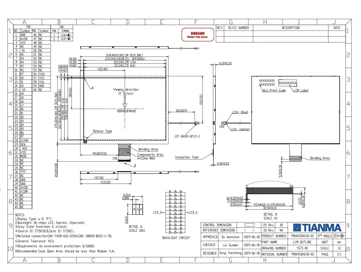 Original Tianma 10.4 inch TFT Module